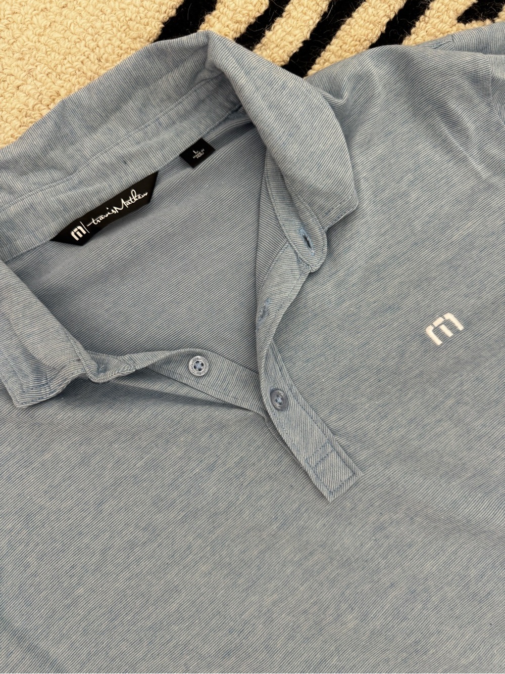 Travis Mathew Men's Heather Sky Blue Polo